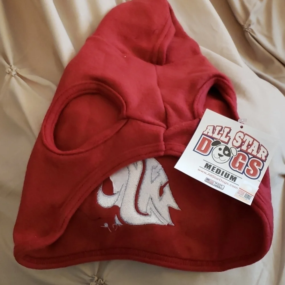 Washington State Logo Fleece Dog Hoodie Size M